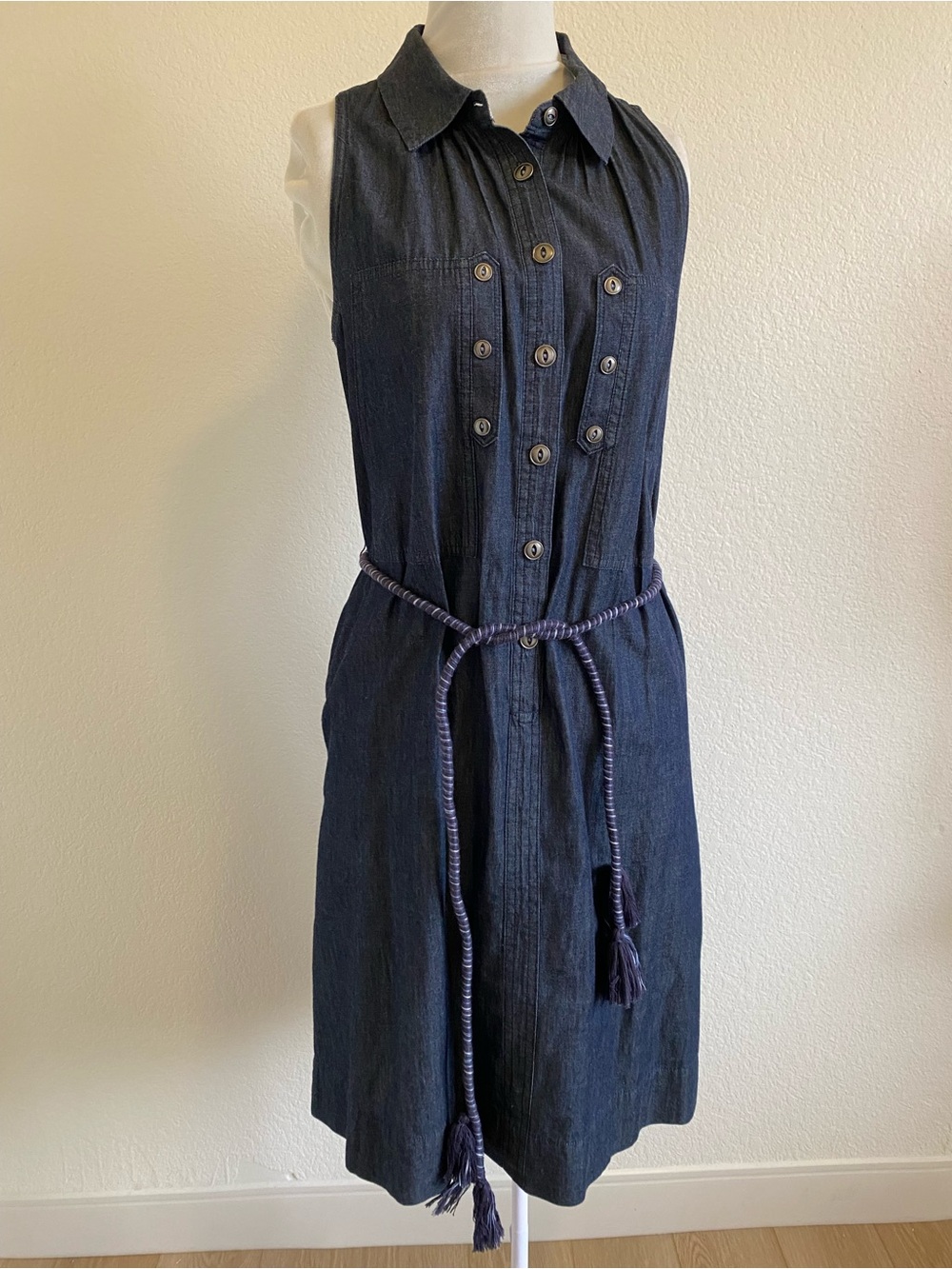 Anthropologie Holding Horses Dark Indigo Cotton Dress
